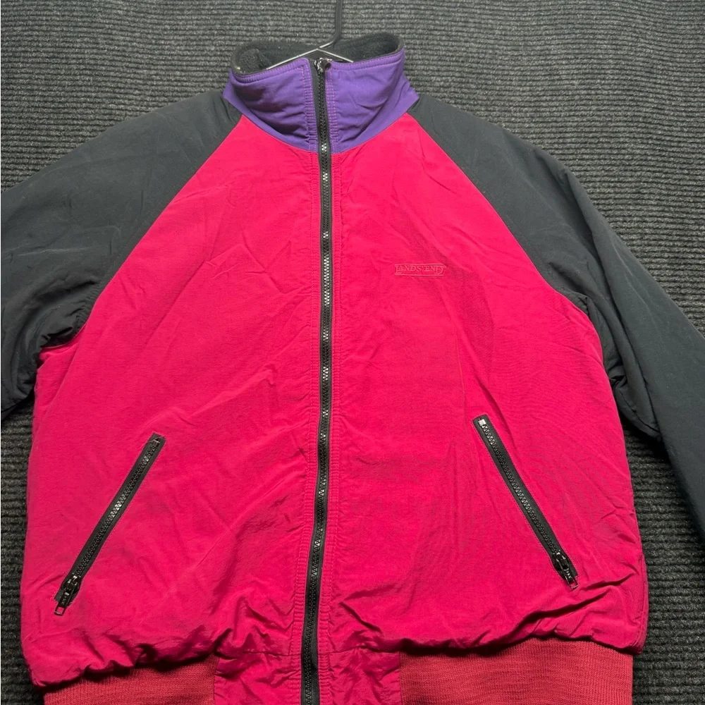 Vintage Land’s End Squall Jacket Red Black Purple 90s soft shell - Picture 2 of 6